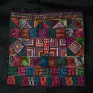 Vintage Embroidered Patch - Traditional Cross Stitched Panel Abstract Geometric